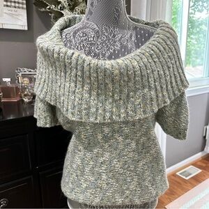 Kensie Alpaca Blend Off-Shoulder Cowl Neck Sweater Soft Melange Knit Size M